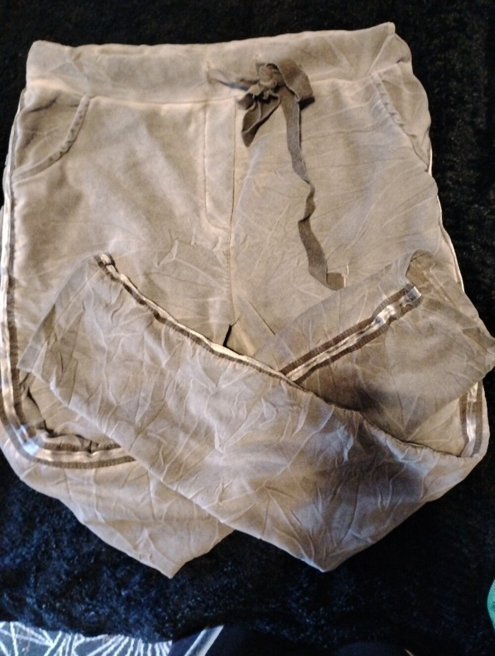 Silver Velvet Trace Pants With Ribbon Details